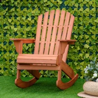 Outsunny Wooden Adirondack Rocking Muskoka Chair with Slatted Wooden Design, Fanned Back and Classic Rustic Style, Teak(m-8)