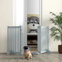 PawHut 3-Panel Foldable Dog Gate with Feet for Medium Dogs and Below, Grey(m-1)