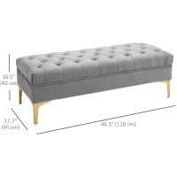 HOMCOM End of Bed Bench, Upholstered Bench, Entryway Shoe Bench with Button Tufted for Living Room, Bedroom, Grey(m-3)