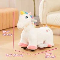 Qaba 6V Ride on Unicorn, Battery Powered Kids Riding Pony with Music Forward, Aged 18-36 Months, White(m-3)