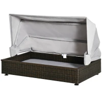 PawHut Wicker Dog House, Elevated Pet Sofa, Rattan Cat Bed, Indoor Outdoor Use, for Garden Patio with Foldable Roof, for Small or Medium-Sized Dogs, Coffee(m-11)