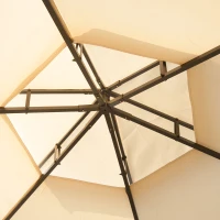 Outsunny 13ft Hexagon Gazebo Outdoor Canopy Shelter with Netting and Shaded Curtains Beige(m-9)