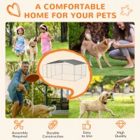 PawHut Dog Kennel Outdoor, Heavy Duty Playpen with Secure Lock, Cover, for Backyard & Patio, 13.1' x 13.1' x 7.5'(m-7)