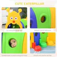 Qaba Caterpillar Tunnel, Toddler Tunnel for Kids Crawl and Climb Through, Kids' Play Structure Indoor Outdoor, 6 Sections, Multicolored(m-7)