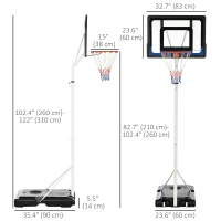 Soozier Adjustable Basketball Hoop and Basketball Stand w/ Sturdy Backboard and Weighted Base, Portable on Wheels(m-3)