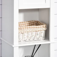 HOMCOM Tall Bathroom Storage Cabinet, Freestanding Linen Tower with 2-Tier Shelf and 2 Cabinets, Narrow Side Floor Organizer, White(m-8)