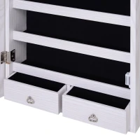 HOMCOM Mirror Jewellery Cabinet Armoire with LED Lights and 2 Keys, Wall Door Mounted Jewellery Organizer, Lockable Full-length Mirror, Wood Grain Grey(m-10)