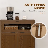 HOMCOM Sideboard Buffet Cabinet, Kitchen Cabinet with Metal Grid Flip Drawer, Adjustable Shelf, Accent Cabinet for Living Room, Walnut(m-6)