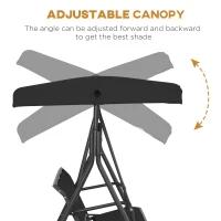 Outsunny 3-Seater Swing Chair Covered Garden Hammock A-Frame Outdoor Porch Glider Sling Seat with Adjustable Canopy Cover, Black(m-5)