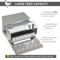 PawHut 30 lbs Capacity Automatic Chicken Poultry Feeder with a Galvanized Steel and Aluminium Build, Weatherproof Design(m-6)