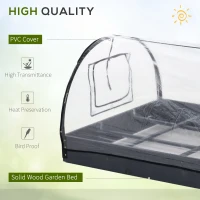 Outsunny 47" x 31" x 21" 12 Grids Garden Bed Planter Kit Box with Greenhouse with 2 Roll Up Windows Dual Use, Outdoor, PVC Cover(m-4)