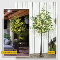 HOMCOM 6ft LED Olive Tree with 300 Warm White Lights, Light up Olive Tree for Indoor, Home, Party, Wedding, Christmas, Green(m-7)