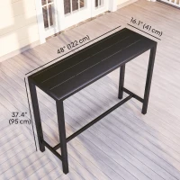 Outsunny Bar Height Outdoor Table, 48" Metal Patio Bar Table with Slatted Top for Hot Tub, Backyard, Poolside, Black(m-3)