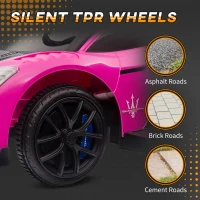 Qaba 6V Maserati GT2 Licensed Electric Car for Kids, Ride on Car with Under Seat Storage, LED Headlights Music, Pink(m-7)