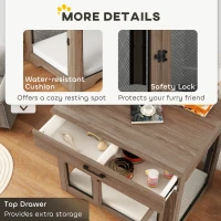 PawHut Dog Crate Furniture with Soft Water-Resistant Cushion, Drawer, for Small Dogs, Brown(m-7)