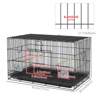 PawHut Birdcage for Canaries, Lovebirds Finches, Budgie Cage with Removable Tray, Bottom Mesh Panel, Wooden Perches, Swing, Ramp, Food Containers, 30" L x 18" W x 18" H(m-3)