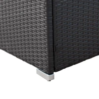 Outsunny 5-Piece Patio Furniture Set with Cushions, Outdoor PE Rattan Wicker Sofa Set, Sectional Furniture with Pillows, Glass Coffee Table for Garden, Backyard, Coffee/Blue(m-9)