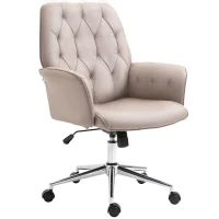 Vinsetto Microfiber Home Office Chair, Tufted Height Adjustable Computer Desk Chair with Swivel Wheels and Padded Armrests, Light Gray(m-11)