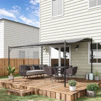 Outsunny 10' x 13' Outdoor Pergola Gazebo, Steel Patio Canopy with Weather-Resistant Fabric and Drainage Holes, Gray(m-10)