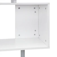 HOMCOM 55" Corner Computer Desk, 360° Rotating L-Shaped Desk, Home Office Workstation with 3-Tier Shelves, Bookshelf, White(m-10)