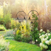Outsunny 2 Pack Outdoor Metal Garden Trellis, Birds and Leaves Grid Panels for Roses, Vine Flower, Cucumber, Clematis, 39" Tall(m-8)