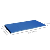 Soozier 4'x8'x2" Folding Gymnastics Tumbling Mat, Exercise Mat with Carrying Handles for Yoga, MMA, Martial Arts, Stretching, Core Workouts, Dark Blue(m-3)