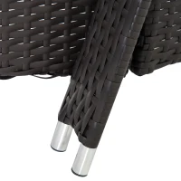 Outsunny Wicker Outdoor Chaise Lounge, 5-Level Adjustable Backrest PE Rattan Pool Lounge Chair with Wheels, Cushion & Headrest, Dark Coffee and Cream White(m-9)