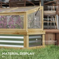 Outsunny Raised Garden Flower Bed Kit with Lean-to Greenhouse, Wooden Cold Frame Planter, 41" x 22.5" x 28.25", Natural(m-6)
