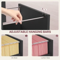 HOMCOM 2-Drawer Small Filing Cabinet Lockable Home Office Storage Cabinet with Adjustable Hanging Bars for A4 Letter Black(m-5)