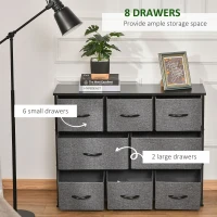 HOMCOM 8-Drawer Dresser, 3-Tier Fabric Chest of Drawers, Storage Tower Organizer Unit with Steel Frame for Bedroom, Hallway, Dark Gray(m-6)