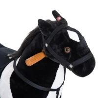 Qaba Kids Rocking Toy Ride on Horse Walking Pony Plush Neigh Sound w/ Wheel, Black(m-9)