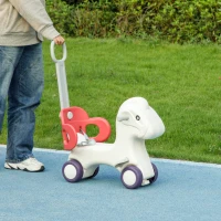 Qaba 4 in 1 Kids Rocking Horse w/ Detachable Balance Board & Push Handel, Red(m-9)