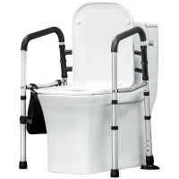 HOMCOM Toilet Safety Rails with Adjustable Height, Silver(m-1)