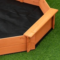 Outsunny Kids Sandbox with Cover and Seat, Outdoor Children Sand Playset for Backyard, Boys and Girls, Red, 55" x 55" x 8.5"(m-9)