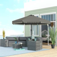 Outsunny 9ft Patio Umbrella Outdoor Table Umbrella w/ Tilt, Crank, Ruffled, 8 Ribs for Garden, Deck, Pool, Dark Gray(m-2)