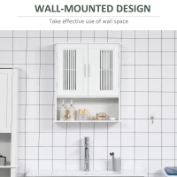 kleankin Modern Wall Mount Bathroom Cabinet, Storage Organizer with 2 Door Cabinet and Shelf, White(m-4)