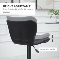 HOMCOM Bar Stools Set of 2, Adjustable Height Swivel Bar Chairs, PU Leather Upholstered Kitchen Counter Stools with Wide Seat, Back and Footrest, Black(m-5)