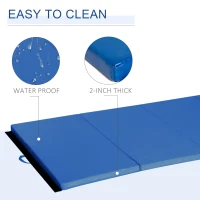 Soozier 4'x8'x2" Folding Gymnastics Tumbling Mat, Exercise Mat with Carrying Handles for Yoga, MMA, Martial Arts, Stretching, Core Workouts, Dark Blue(m-5)
