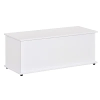 HOMCOM 39.5" Storage Chest with 2 Safety Hinges, Storage Box Organizer with Flip-Top Lid, Entryway Storage Bench, White(m-2)