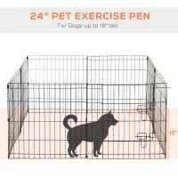 PawHut 24inch Foldable Metal Exercise Pet Playpen Yard Dog Puppy Kennel Cage 8 Panel(m-5)