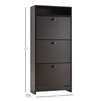 HOMCOM Slim Shoe Storage, Trendy Shoe Rack with 3 Large Fold-Out Drawers & a Spacious Top Surface, Espresso(m-3)