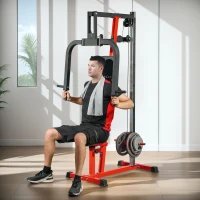 Soozier Chest Fly and Chest Press Machine for Back, Pectoral, Rear Deltoid and Shoulder Training, Red(m-9)