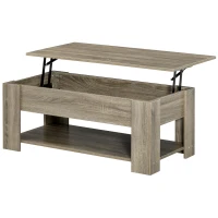 HOMCOM Lift Top Coffee Table with Hidden Storage Compartment and Open Shelf, Center Table for Living Room, Grey(m-11)