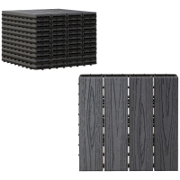 Outsunny Interlocking Deck Tiles, Pack of 11 Outdoor Flooring Patio Tiles, 12" x 12", All Weather for Porch, Balcony, Backyard for a New Classic Look, Grey