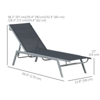 Outsunny Sun Lounger, Outdoor Chaise Lounge with 5-Position Backrest for garden, Black(m-3)