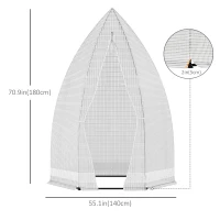 Outsunny 55" x 55" x 71" Greenhouse Portable Hot House for Plants with Zippered Door for Outdoor, Garden, Patio, White(m-3)