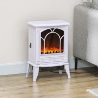 HOMCOM Electric Fireplace Heater, Freestanding Fireplace Stove with Realistic Flame Effect Overheat Protection 750W/1500W White(m-2)