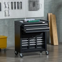 DURHAND 6-Drawer Tool Chest Set with 4 Wheels, Lockable Rolling Tool Box and Storage Cabinet for Garage Factory Workshop, Black(m-1)