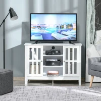 HOMCOM Sideboard, Buffet Cabinet, Coffee Bar Cabinet, Kitchen Cabinet with Storage Shelves, Slatted Framed Doors and Cable Management for Living Room, White(m-5)