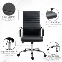 Vinsetto High Back Executive Office Chair Swivel PU Leather Ergonomic Chair, with Arm, Wheels, Adjustable Height, Black(m-7)